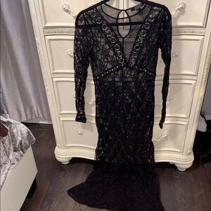 Forever 21 Contemporary Black Lace Maxi Dress Size Small